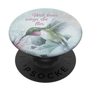 hummingbird bird with wings she flies for women and girls popsockets popgrip: swappable grip for phones & tablets