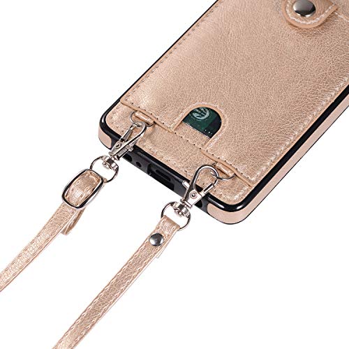 Jaorty PU Leather Wallet Case for Samsung Galaxy S10 Necklace Lanyard Case Cover with Card Holder Adjustable Detachable Anti-Lost Neck Strap Case for Samsung Galaxy S10,Brown