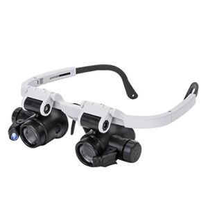 Head Mount 2 LED Lights Magnifying Glass,Hands Free Bracket Magnifier 8X 15X 23X, Dual-Lens Eye Loupe Magnifier for Electronics Jeweler Watch Repair