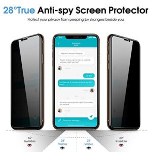 Elecshion (Full-Coverage) Privacy Screen Protector (2 Pack) for 2019 iPhone 11 Pro Max / 2018 iPhone Xs MAX, True 28° (Case Friendly) Anti-spy Tempered Glass with Easy Installation Tray(6.5 '')