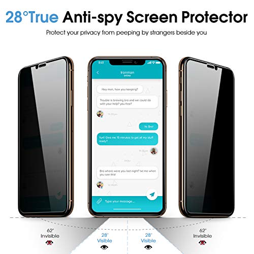 Elecshion (Full-Coverage) Privacy Screen Protector (2 Pack) for 2019 iPhone 11 Pro Max / 2018 iPhone Xs MAX, True 28° (Case Friendly) Anti-spy Tempered Glass with Easy Installation Tray(6.5 '')