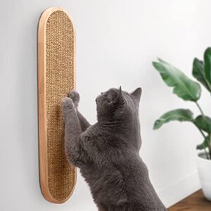 7 ruby road wall mounted cat scratching post - wall mount wooden sisal cat scratcher - vertical scratch pad for indoor cats or kittens - cute modern cat wall furniture (22 x 5.7 inches)