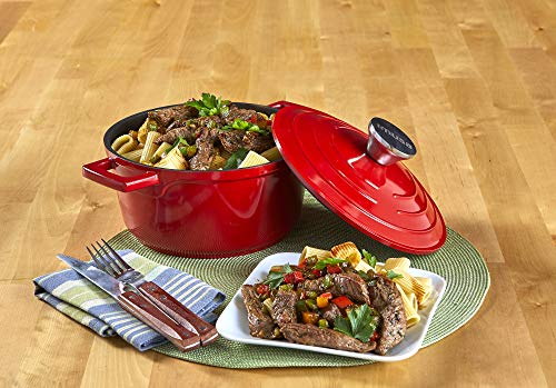 IMUSA USA, Red 5 Quart Cast Aluminum Dutch Oven With Stainless Steel Knob