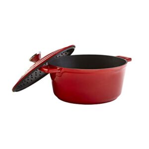 IMUSA USA, Red 5 Quart Cast Aluminum Dutch Oven With Stainless Steel Knob