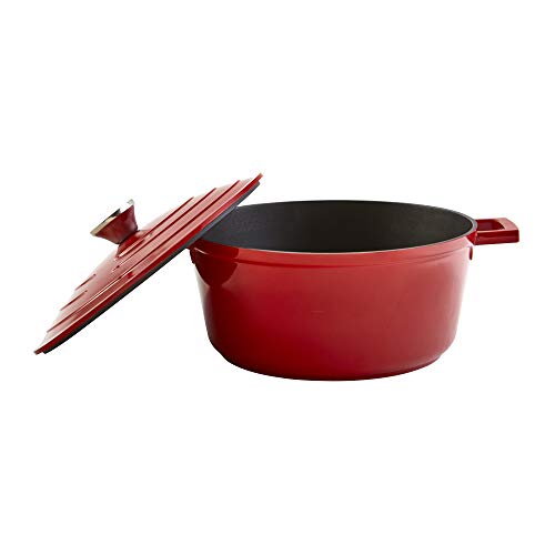 IMUSA USA, Red 5 Quart Cast Aluminum Dutch Oven With Stainless Steel Knob