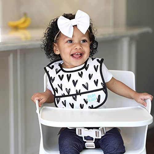Bumkins Starter Bib, Baby Bib Infant, Waterproof Fabric, Fits Infants and Babies 3-9 Months â€“ Hearts & XOXO (2-Pack)