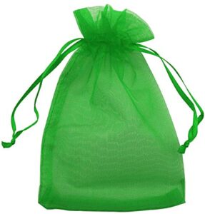 allgala 100 count orangza gift party favor bags with drawstring-4x6 inch-green-pf53107