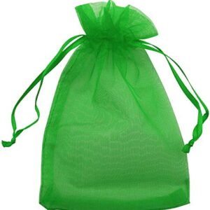 Allgala 100 Count Orangza Gift Party Favor Bags with Drawstring-4x6 Inch-Green-PF53107