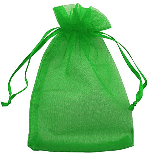 Allgala 100 Count Orangza Gift Party Favor Bags with Drawstring-4x6 Inch-Green-PF53107