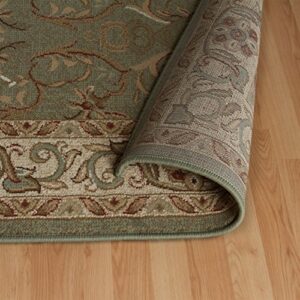 SUPERIOR Rochdale Classic Oriental-Style Indoor Area Rug with Jute Backing, 4' x 6', Green