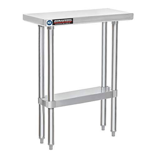 Food Prep Stainless Steel Table - DuraSteel 30 x 12 Inch Commercial Metal Workbench with w/Die Cast Corner Brackets - NSF Certified - For Restaurant, Warehouse, Home, Kitchen, Garage