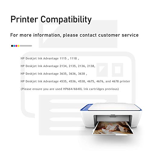 ESTON 2Pack Remanufactured for HP 664XL 664 XL Black Ink Cartridges for Deskjet Ink Advantage 1115 2136 3636 3836