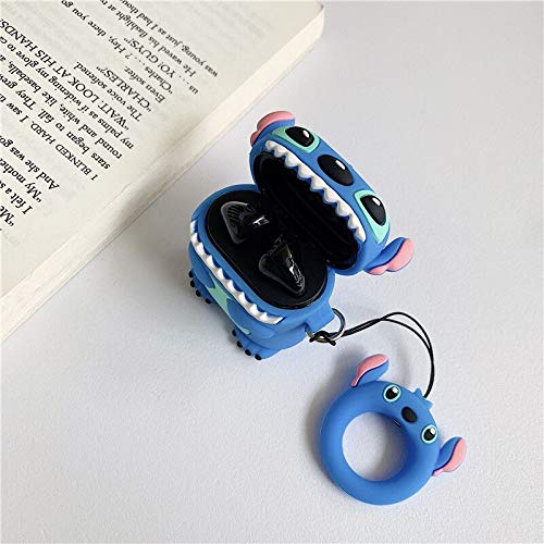 Cocomii 3D AirPods Case - 3D Cartoon - Slim - Lightweight - Matte - Keychain Ring 3D Cartoon Characters Cartoon - Luxury Aesthetic Headphone Case Cover Compatible with Apple AirPods (Stitch)