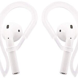 ALXCD Ear Hook Ear Tips Compatible with Airpod, 2 Pairs Over-Ear Soft TPU Ear Hook & 2 Pairs in-Ear Silicone Ear Tips in 1 Set [Anti Slip][Anti Lost], Fit for Airpod Headphone 1+1+2S, White