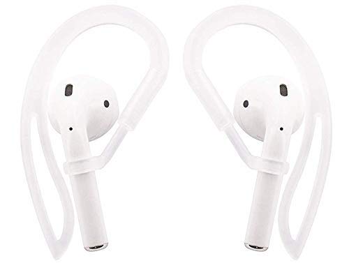 ALXCD Ear Hook Ear Tips Compatible with Airpod, 2 Pairs Over-Ear Soft TPU Ear Hook & 2 Pairs in-Ear Silicone Ear Tips in 1 Set [Anti Slip][Anti Lost], Fit for Airpod Headphone 1+1+2S, White