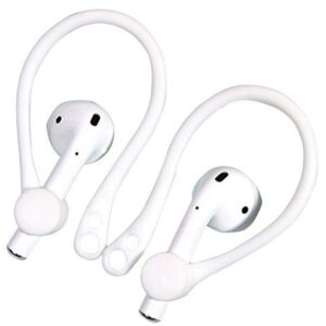 ALXCD Ear Hook Ear Tips Compatible with Airpod, 2 Pairs Over-Ear Soft TPU Ear Hook & 2 Pairs in-Ear Silicone Ear Tips in 1 Set [Anti Slip][Anti Lost], Fit for Airpod Headphone 1+1+2S, White