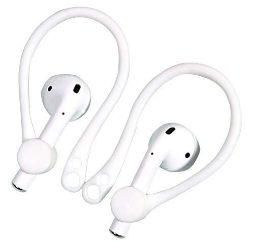 ALXCD Ear Hook Ear Tips Compatible with Airpod, 2 Pairs Over-Ear Soft TPU Ear Hook & 2 Pairs in-Ear Silicone Ear Tips in 1 Set [Anti Slip][Anti Lost], Fit for Airpod Headphone 1+1+2S, White