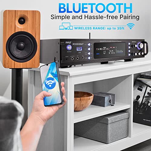 Wireless Bluetooth Home Stereo Amplifier - Hybrid Multi-Channel 3000 Watt Power Amplifier Home Audio Receiver System w/AM/FM Radio, MP3/USB,AUX,RCA Karaoke Mic in - Rack Mount, Remote - P3301BAT