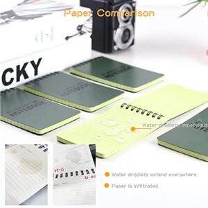 MOAMUN 10 Pack All Weather Shower Waterproof Notebook, Pocket Size Tactical Notepad Top Spiral Memo Notes Green Grid Paper Eye Protection for Outdoor Activities Recording (3.2 x 5.5 in)