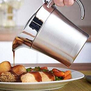 Stainless Steel Double Insulated Gravy Boat with Hinged Lid (16 OZ / 450ML)