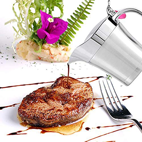 Stainless Steel Double Insulated Gravy Boat with Hinged Lid (16 OZ / 450ML)