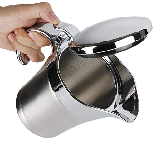 Stainless Steel Double Insulated Gravy Boat with Hinged Lid (16 OZ / 450ML)