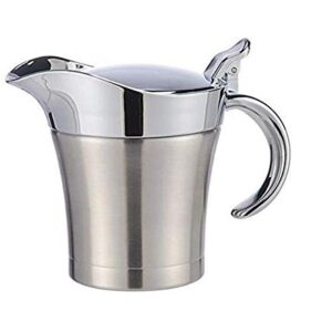 Stainless Steel Double Insulated Gravy Boat with Hinged Lid (16 OZ / 450ML)