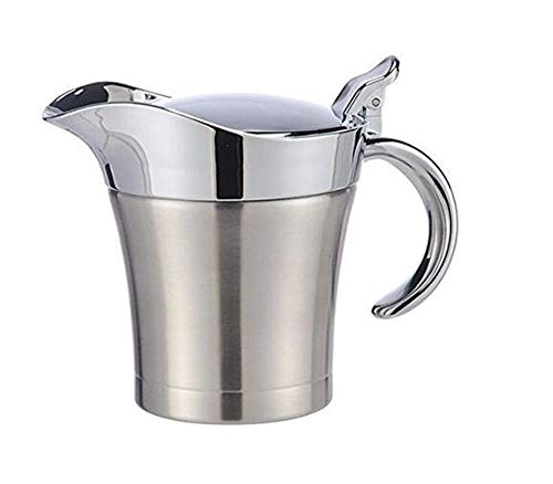 Stainless Steel Double Insulated Gravy Boat with Hinged Lid (16 OZ / 450ML)