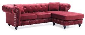 glory furniture nola , burgundy sofa chaise (3 boxes), 31" h x 98" w x 37" d