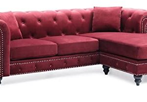 Glory Furniture Nola , Burgundy Sofa Chaise (3 Boxes), 31" H X 98" W X 37" D