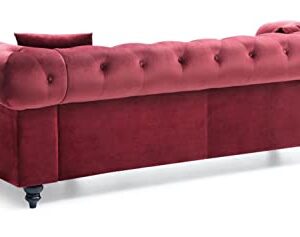 Glory Furniture Nola , Burgundy Sofa Chaise (3 Boxes), 31" H X 98" W X 37" D