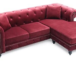 Glory Furniture Nola , Burgundy Sofa Chaise (3 Boxes), 31" H X 98" W X 37" D