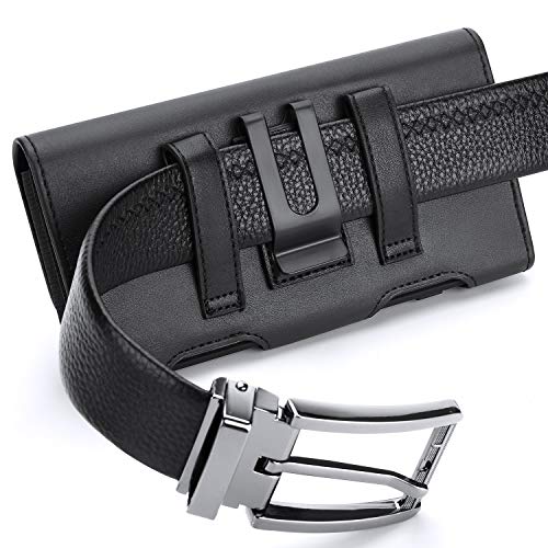BECPLT Galaxy S23 Ultra S22 Ultra 5G Note 20 Ultra 5G Note 10+ Plus 5G Holster Black Leather Carrying Cell Phone Holder Belt Clip Holster Case Pouch for Galaxy A14 5G S21 Ultra 5G Note 20 9 8 A71 5G