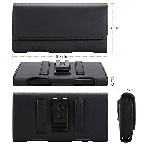 BECPLT Galaxy S23 Ultra S22 Ultra 5G Note 20 Ultra 5G Note 10+ Plus 5G Holster Black Leather Carrying Cell Phone Holder Belt Clip Holster Case Pouch for Galaxy A14 5G S21 Ultra 5G Note 20 9 8 A71 5G