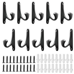 alise 10 pcs single robe coat hook towel hooks heavy duty wall mount clothes hooks for bathroom kitchen closet cloakroom toilet garage balcony,black finish