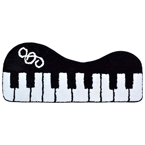 ABREEZE Stylish Music Rug Piano Rug Keyboard Music Rug Kids Play Rug Black and White Rug for Living Room/Kitchen/Bathroom/Corridor/Hallway