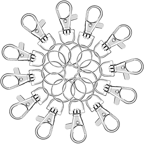 SANNIX 60pcs Key Chain Clip Hooks Swivel Clasps Lanyard Snap Hooks with Split Key Rings