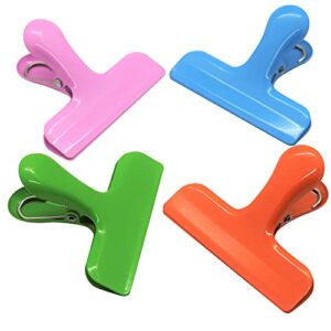 croc jaws chip clips, stainless steel, 3 inches, pack of 4, multicolor