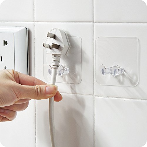 Power Plug Socket Holder Plug Hook Towel Keys Coat Razor Robe Holder Hook Wall Storage Hook Wall Adhesive Stick Hanger Bathroom Kitchen Waterproof Oilproof Home Office 2Pcs