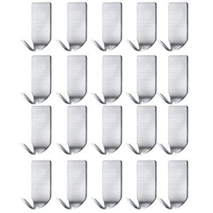 small adhesive hooks hat hooks organizer for wall stainless steel ultra strong wall rack hooks for hanging hats, caps, keys, kitchen utensils- kitchen, bathroom, cabinet-20 packs