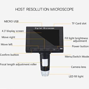 Vilihy LCD Digital Microscope, 4.3 inch 50X-1000X Magnification Zoom HD 1080P 5 Megapixels Compound 2000 mAh Battery USB Microscope 8 Adjustable LED Light Video Camera Microscope