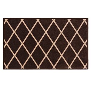 house, home and more skid-resistant carpet indoor area rug floor mat – diamond trellis lattice – coffee brown & vanilla cream – 2 feet x 3 feet