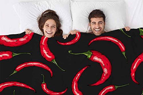 Mugod Throw Blanket Seamless Hand Drawn Pattern with Hot Chili Pepper on Black Decorative Soft Warm Cozy Flannel Plush Throws Blankets for Baby Toddler Dog Cat 30 X 40 Inch