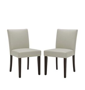 chita upholstered faux leather dining chair, modern kitchen side chair (set of 2, creamy gray)
