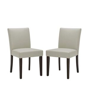 CHITA Upholstered Faux Leather Dining Chair, Modern Kitchen Side Chair (Set of 2, Creamy Gray)