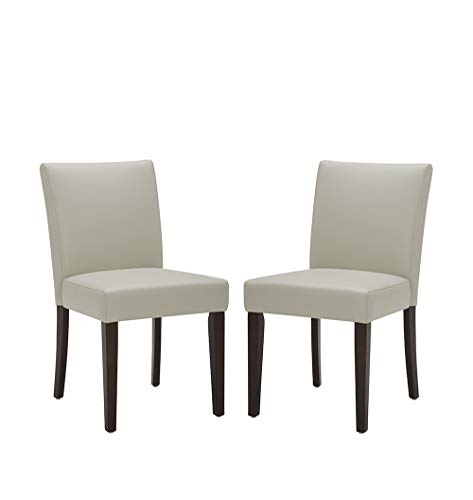 CHITA Upholstered Faux Leather Dining Chair, Modern Kitchen Side Chair (Set of 2, Creamy Gray)