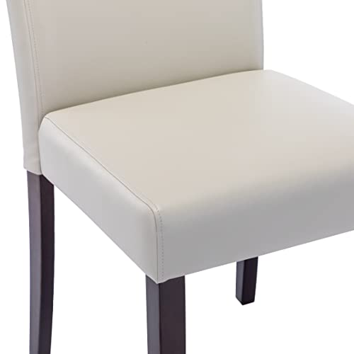 CHITA Upholstered Faux Leather Dining Chair, Modern Kitchen Side Chair (Set of 2, Creamy Gray)