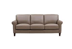 hydeline laguna top grain leather sofa couch, 86", taupe