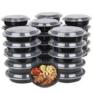 30-Pack meal prep Plastic Microwavable Food Containers for meal prepping bowls with Lids (24 oz.) Black Reusable Storage Lunch Boxes -BPA-Free Food Grade -Freezer & Dishwasher Safe.