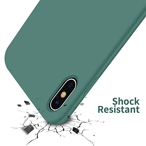 OTOFLY iPhone X Case,Ultra Slim Fit iPhone Xs Case Liquid Silicone iPhone 10 Case with Full Body Protection Anti-Scratch Shockproof Bumper,Soft Microfiber Lining 5.8 inch, (Pine Green)